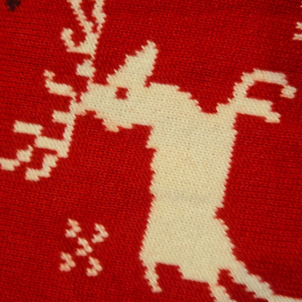 Talbot's Full Zipper Festive Red Nordic Deer Fair Isle Knit Cardigan Sweater - Picture 2 of 9